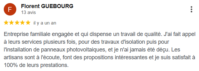 Avis Google de Florent G., 5 étoiles